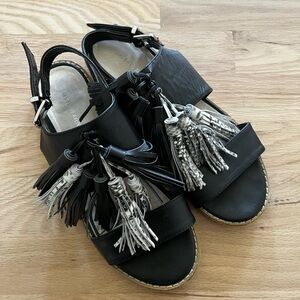 Saks Fifth Avenue Maria Tassels Leather Sandals, size 8